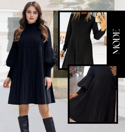 💥Christmas Big Sale 49% OFF💥 Women's Plus Size Lantern Sleeve Stand Collar Dress