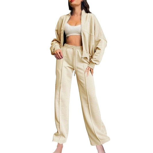 🔥FREE SHIPPING🍂Women's Long Sleeve Zip Coat Drawstring Sweatpants 2-Piece Sets🍂