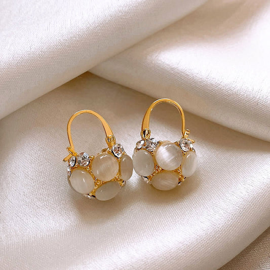 Women’s Elegant Gold - Hoop Earrings Adorned with Gemstones and Crystals