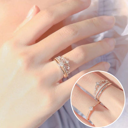 Elegant Crown Zirconia Ring Set